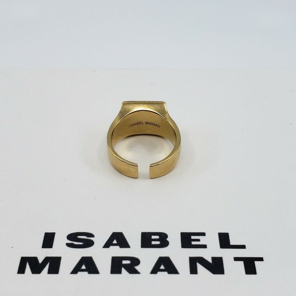 NEW ISABEL MARANT DALMATAIN JASPER GOLDTONE PLATED RING WOMEN'S SZ 8 - Picture 4 of 7